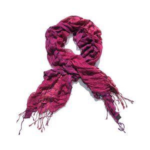 ruffled scarf striped magenta purple metallic rectangular boho hippie tassels